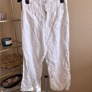 Nicole Miller Crisp White Linen Trousers